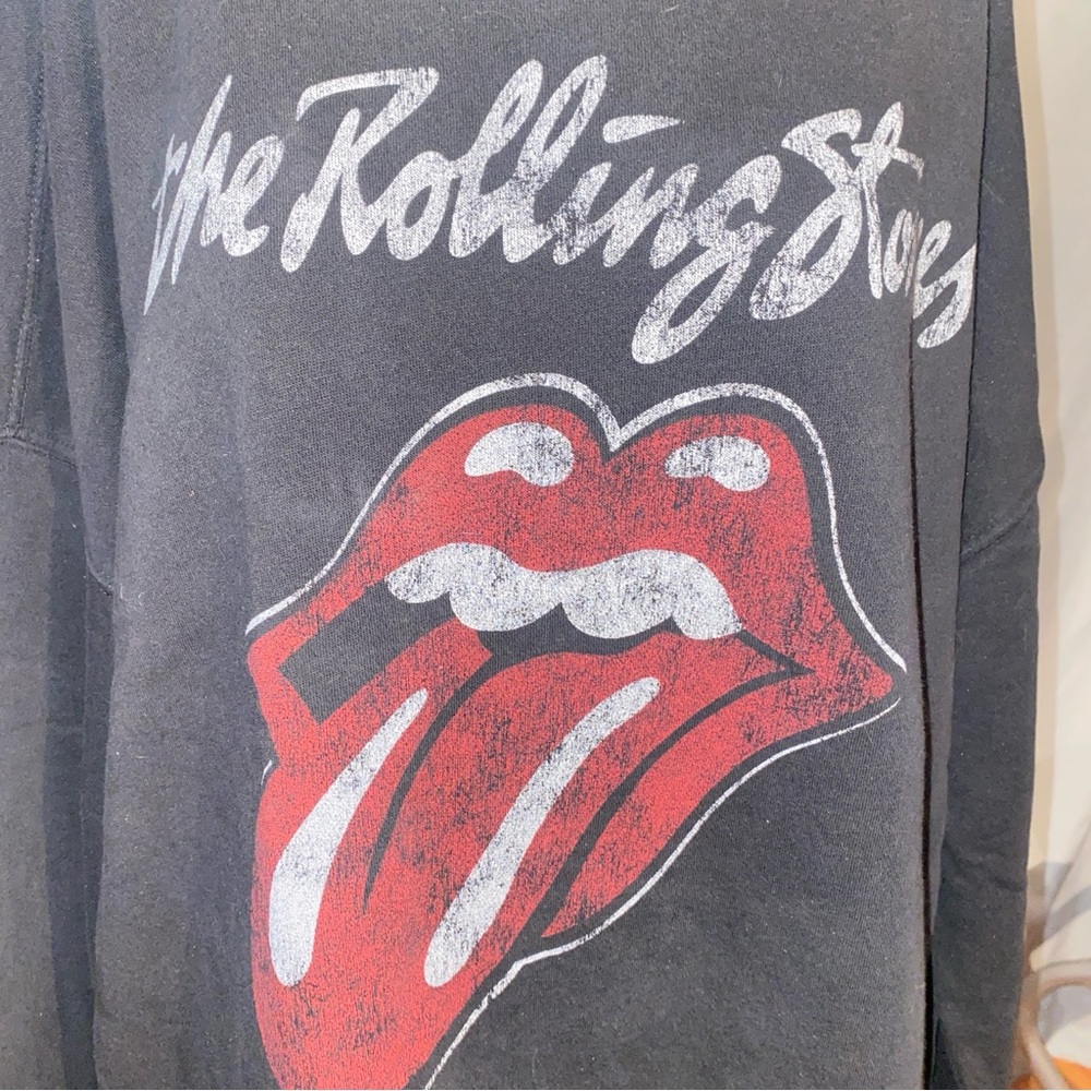 The Rolling Stones Black Cotton Blend Sweatshirt with tongue logo size large